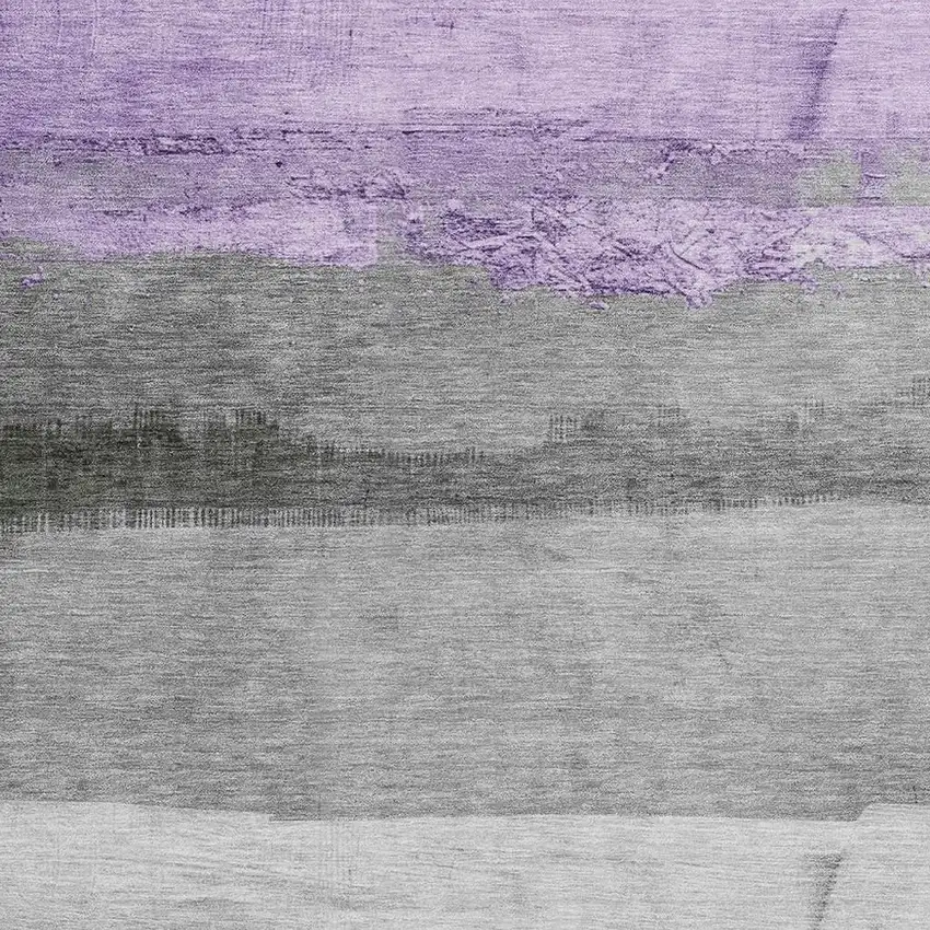 Lavender And Gray Striped Washable Indoor Outdoor Area Rug Photo 3