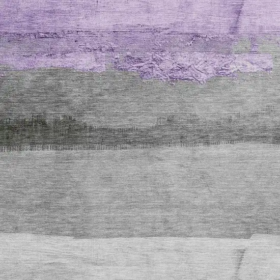 Lavender And Gray Striped Washable Indoor Outdoor Area Rug Photo 3