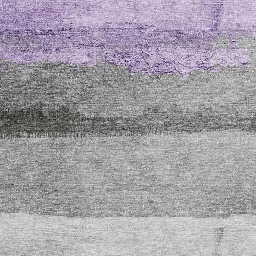 Lavender And Gray Striped Washable Indoor Outdoor Area Rug Photo 3