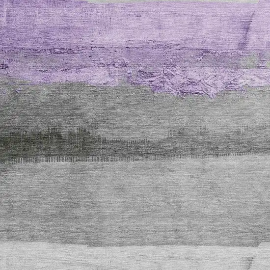 Lavender And Gray Striped Washable Indoor Outdoor Area Rug Photo 3