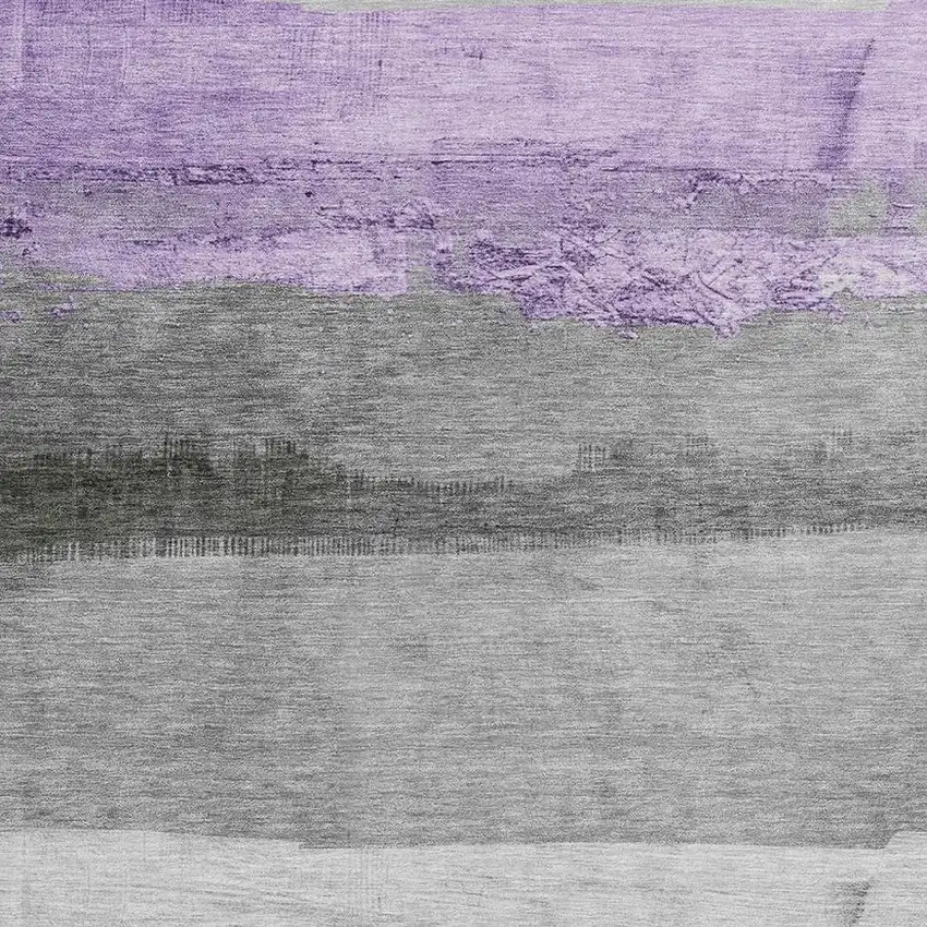 Lavender And Gray Striped Washable Indoor Outdoor Area Rug Photo 3