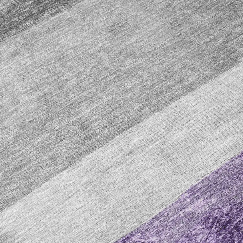 Lavender And Gray Striped Washable Indoor Outdoor Area Rug Photo 9
