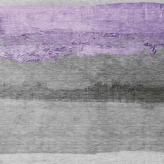 Lavender And Gray Striped Washable Indoor Outdoor Area Rug Photo 6