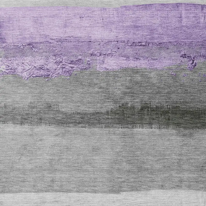 Lavender And Gray Striped Washable Indoor Outdoor Area Rug Photo 6