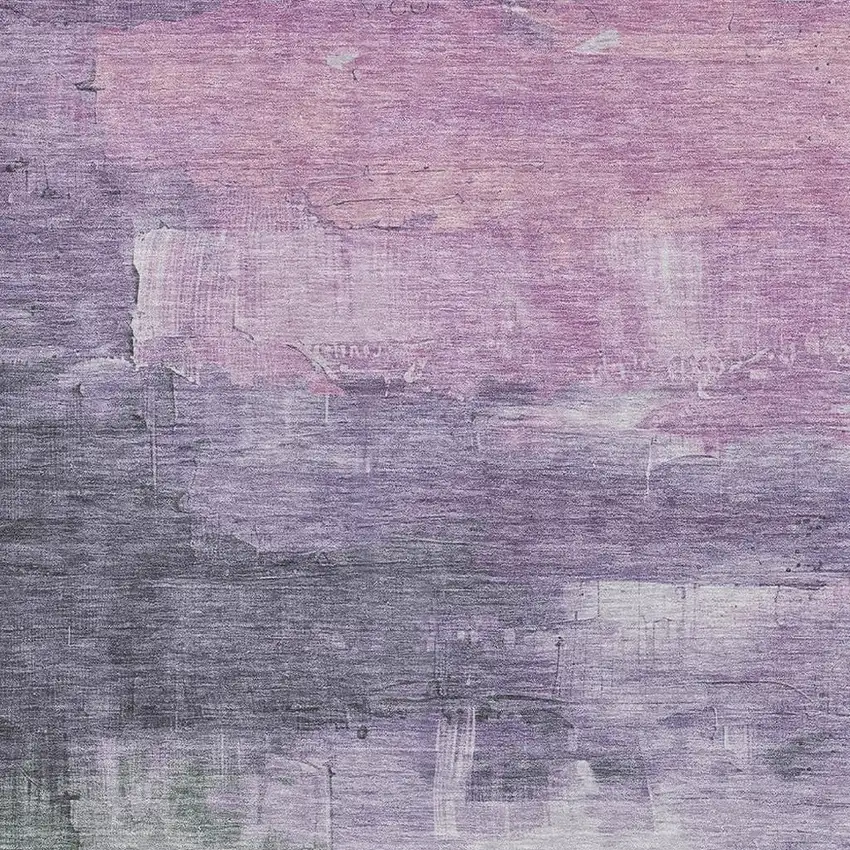 Lavender And Green Abstract Washable Area Rug With UV Protection Photo 2