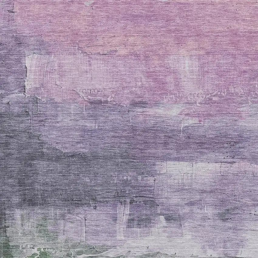 Lavender And Green Abstract Washable Area Rug With UV Protection Photo 2