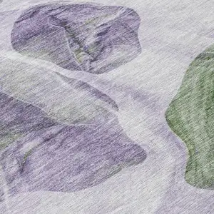 Photo of Lavender And Green Abstract Washable Indoor Outdoor Area Rug