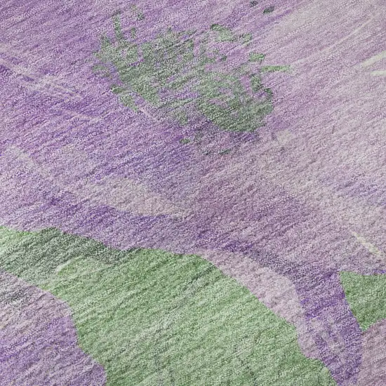 Lavender And Green Floral Washable Area Rug With UV Protection Photo 9
