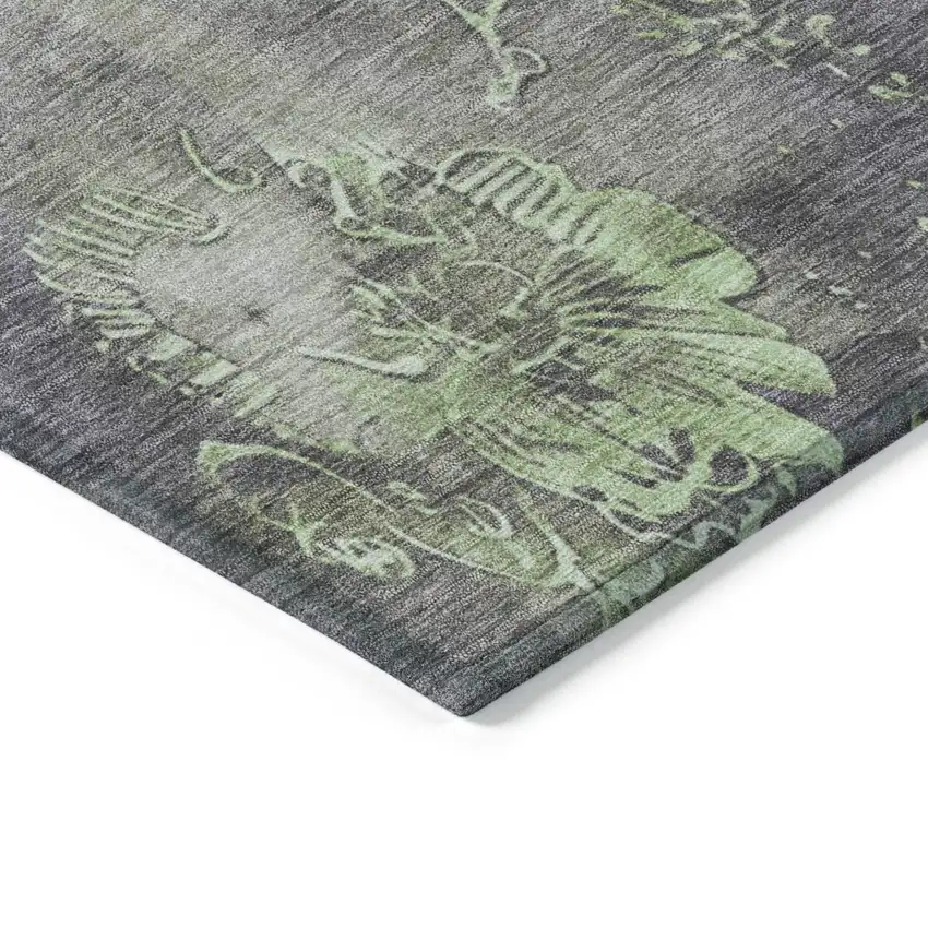 Lavender And Green Floral Washable Indoor Outdoor Area Rug Photo 9