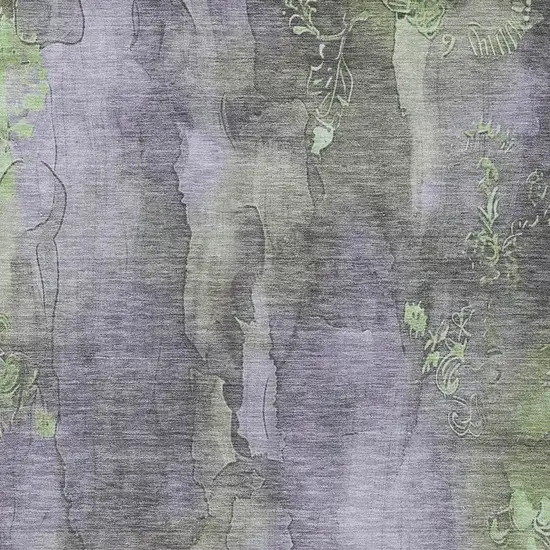 Lavender And Green Floral Washable Indoor Outdoor Area Rug Photo 3