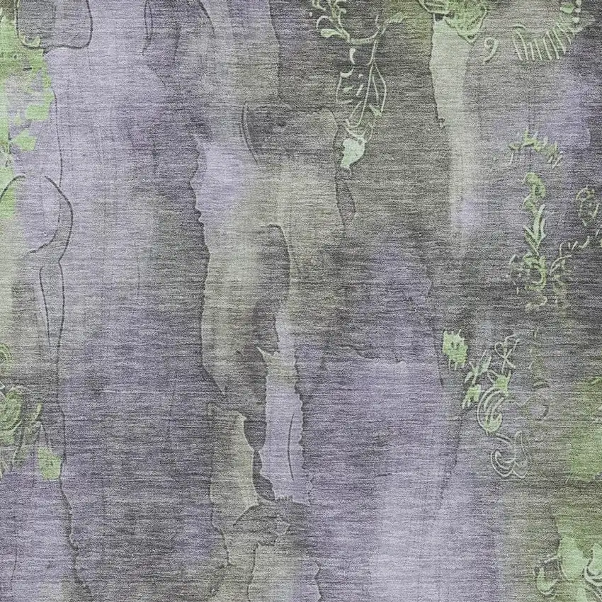 Lavender And Green Floral Washable Indoor Outdoor Area Rug Photo 3