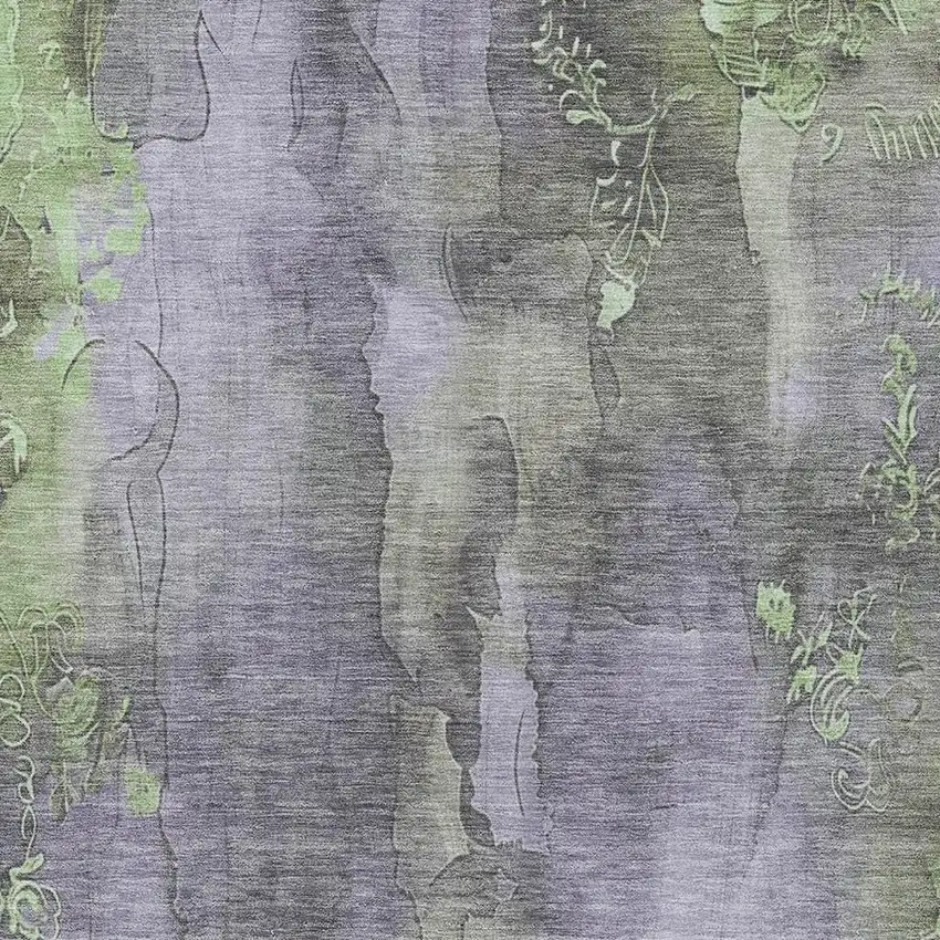 Lavender And Green Floral Washable Indoor Outdoor Area Rug Photo 3