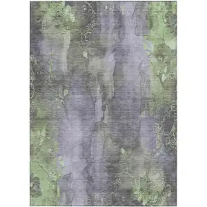 Photo of Lavender And Green Floral Washable Indoor Outdoor Area Rug