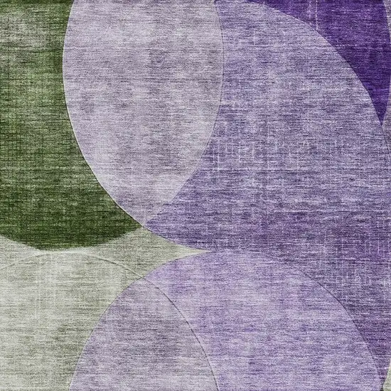Lavender And Green Geometric Washable Area Rug With UV Protection Photo 2