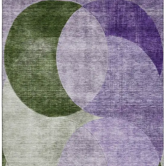 Lavender And Green Geometric Washable Area Rug With UV Protection Photo 3