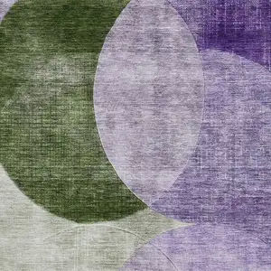 Photo of Lavender And Green Geometric Washable Area Rug With UV Protection