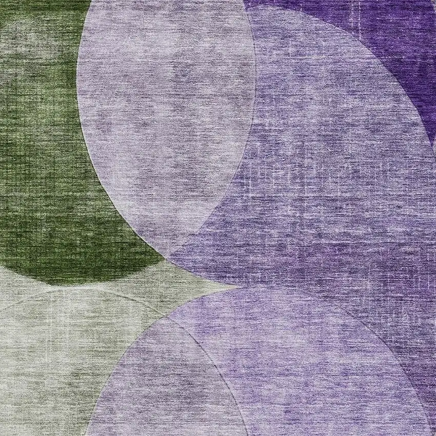 Lavender And Green Geometric Washable Area Rug With UV Protection Photo 3