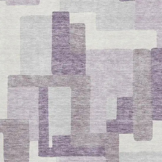 Lavender And Ivory Abstract Geometric Washable Area Rug With UV Protection Photo 3