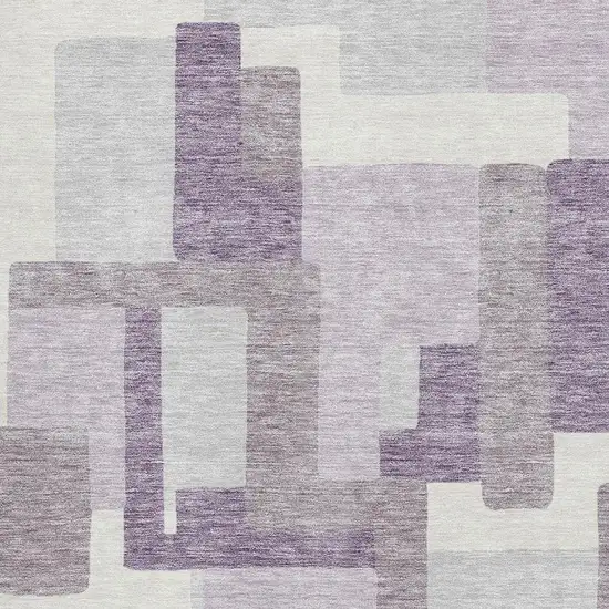 Lavender And Ivory Abstract Geometric Washable Area Rug With UV Protection Photo 3