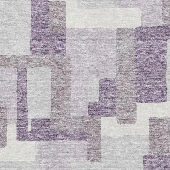 Lavender And Ivory Abstract Geometric Washable Area Rug With UV Protection Photo 3