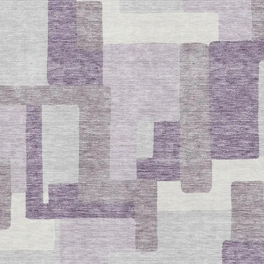 Lavender And Ivory Abstract Geometric Washable Area Rug With UV Protection Photo 3