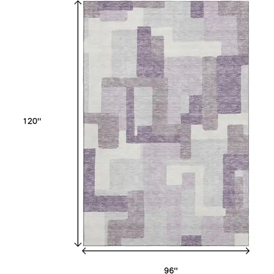 Lavender And Ivory Abstract Geometric Washable Area Rug With UV Protection Photo 9