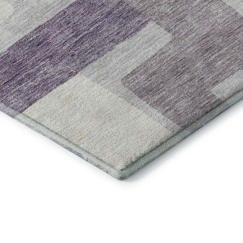 Lavender And Ivory Abstract Geometric Washable Area Rug With UV Protection Photo 8