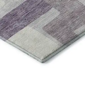 Photo of Lavender And Ivory Abstract Geometric Washable Area Rug With UV Protection