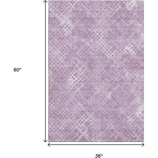 Lavender And Ivory Abstract Geometric Washable Area Rug With UV Protection Photo 3