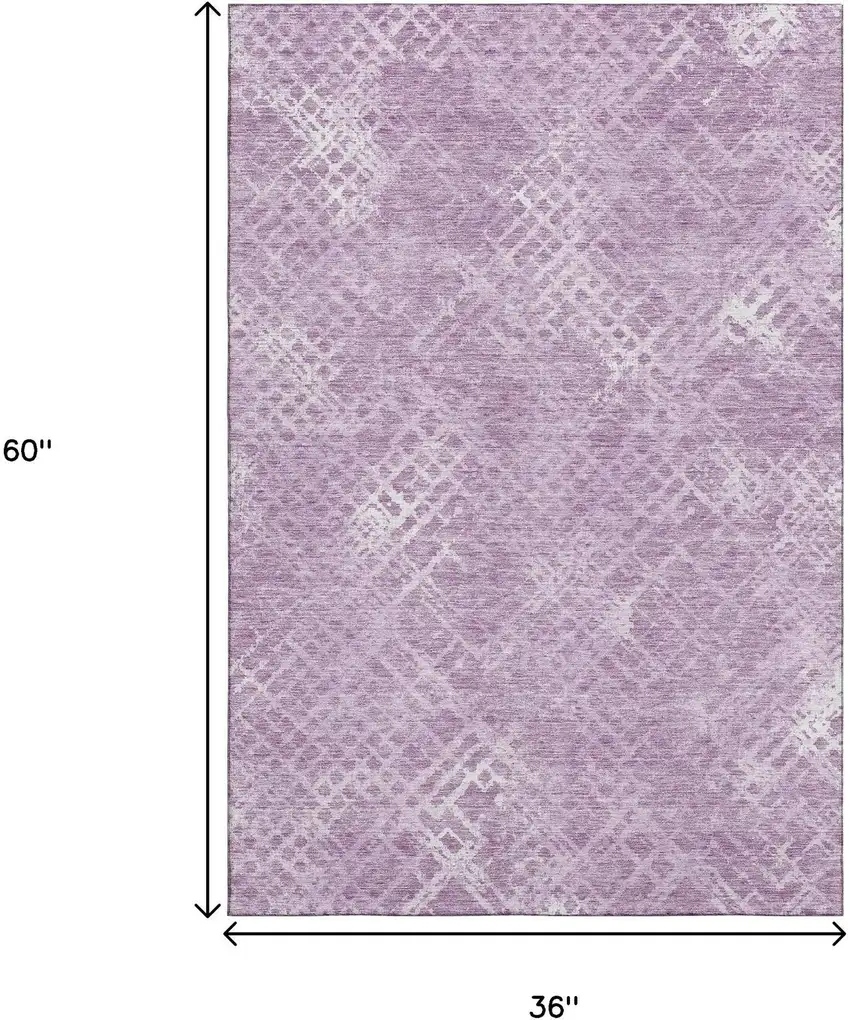 Lavender And Ivory Abstract Geometric Washable Area Rug With UV Protection Photo 3