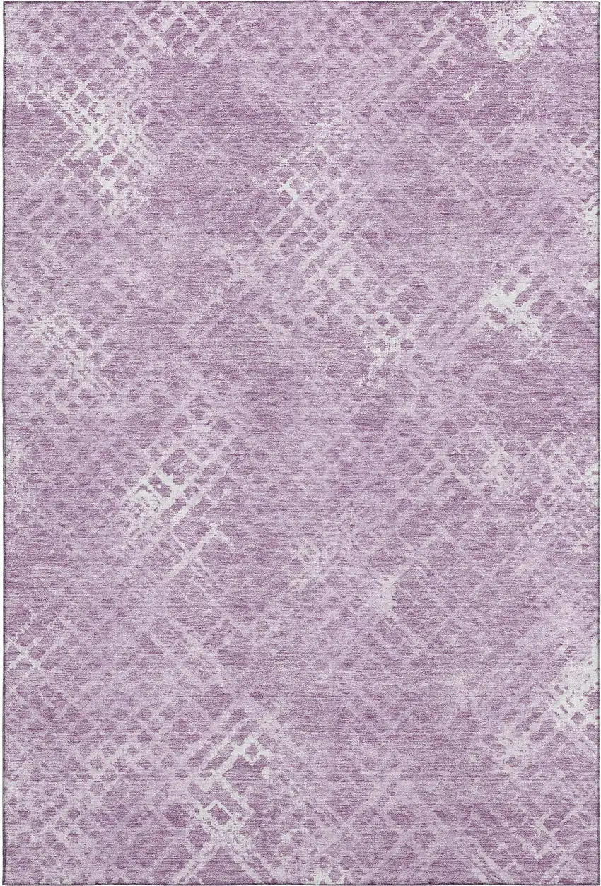 Lavender And Ivory Abstract Geometric Washable Area Rug With UV Protection Photo 1