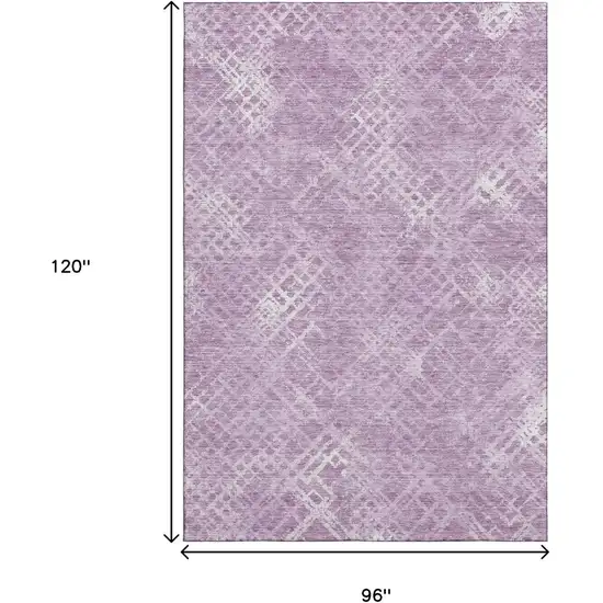 Lavender And Ivory Abstract Geometric Washable Area Rug With UV Protection Photo 3