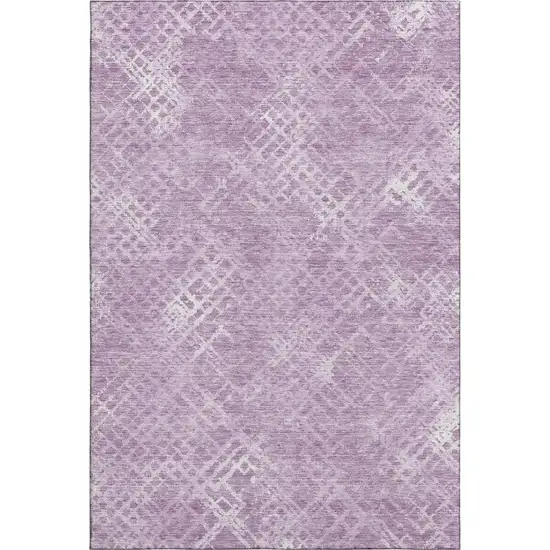 Lavender And Ivory Abstract Geometric Washable Area Rug With UV Protection Photo 1