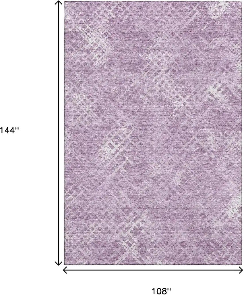 Lavender And Ivory Abstract Geometric Washable Area Rug With UV Protection Photo 3
