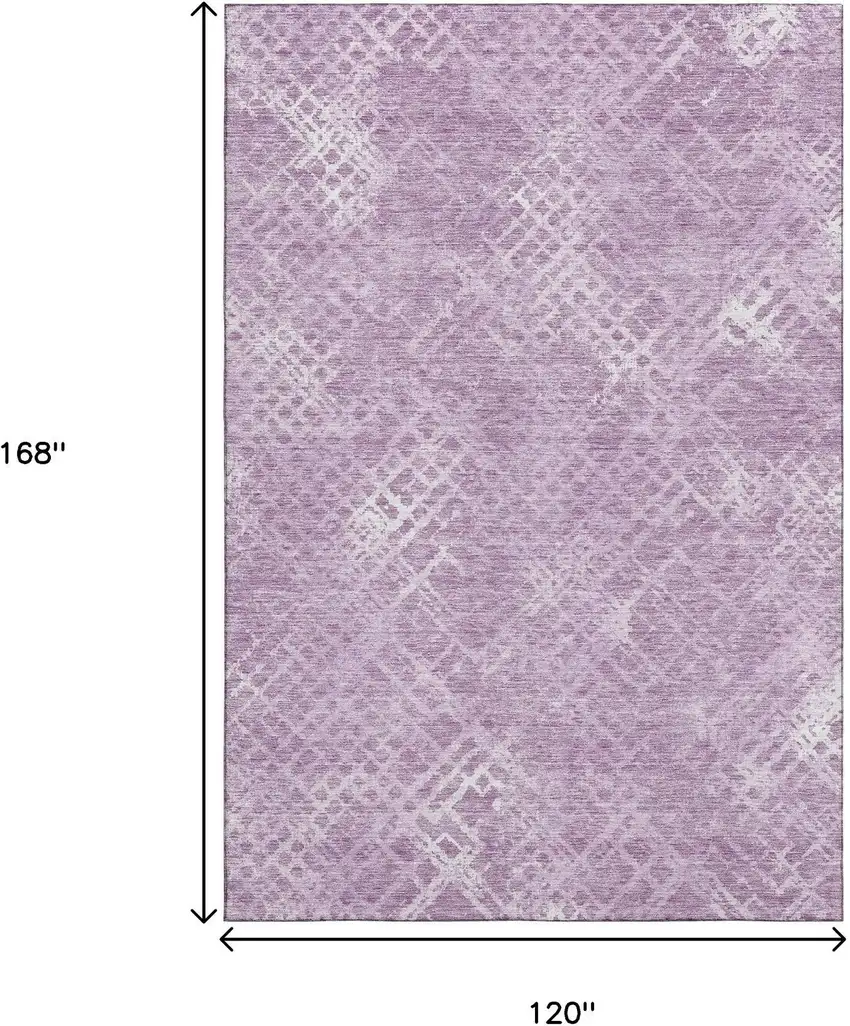Lavender And Ivory Abstract Geometric Washable Area Rug With UV Protection Photo 3