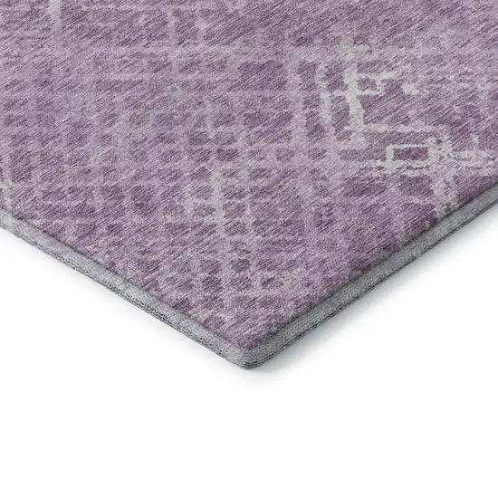 Lavender And Ivory Abstract Geometric Washable Area Rug With UV Protection Photo 9