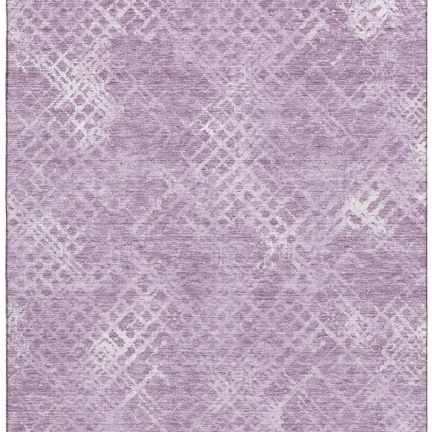 Lavender And Ivory Abstract Geometric Washable Area Rug With UV Protection Photo 3