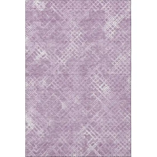 Lavender And Ivory Abstract Geometric Washable Area Rug With UV Protection Photo 4