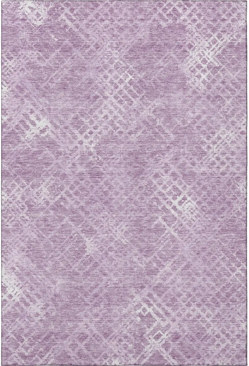 Lavender And Ivory Abstract Geometric Washable Area Rug With UV Protection Photo 4
