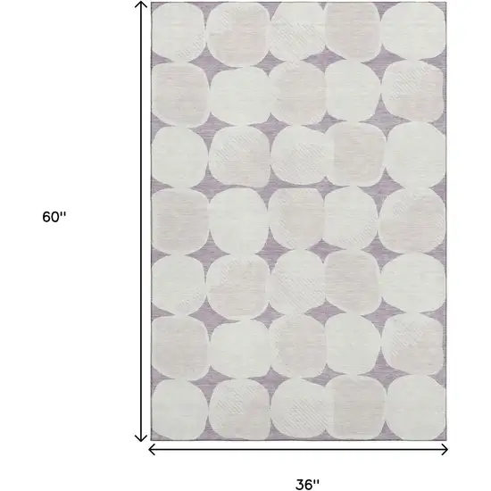 Lavender And Ivory Abstract Geometric Washable Area Rug With UV Protection Photo 3
