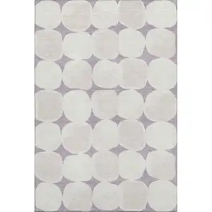 Photo of Lavender And Ivory Abstract Geometric Washable Area Rug With UV Protection