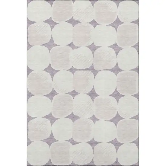 Lavender And Ivory Abstract Geometric Washable Area Rug With UV Protection Photo 4