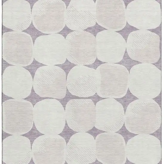 Lavender And Ivory Abstract Geometric Washable Area Rug With UV Protection Photo 3