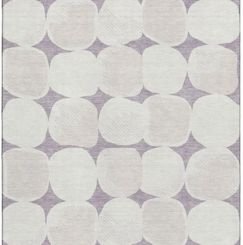Lavender And Ivory Abstract Geometric Washable Area Rug With UV Protection Photo 3