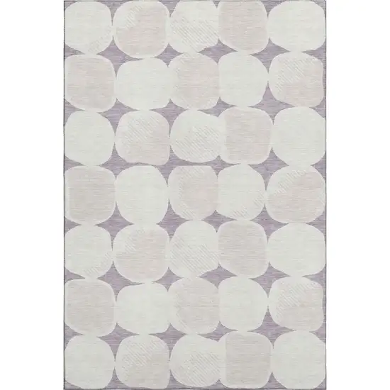 Lavender And Ivory Abstract Geometric Washable Area Rug With UV Protection Photo 1