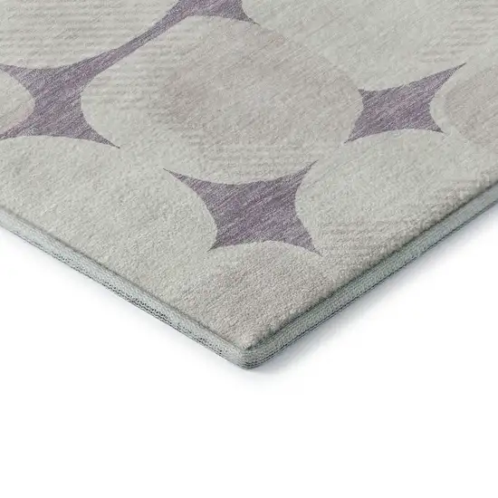 Lavender And Ivory Abstract Geometric Washable Area Rug With UV Protection Photo 8