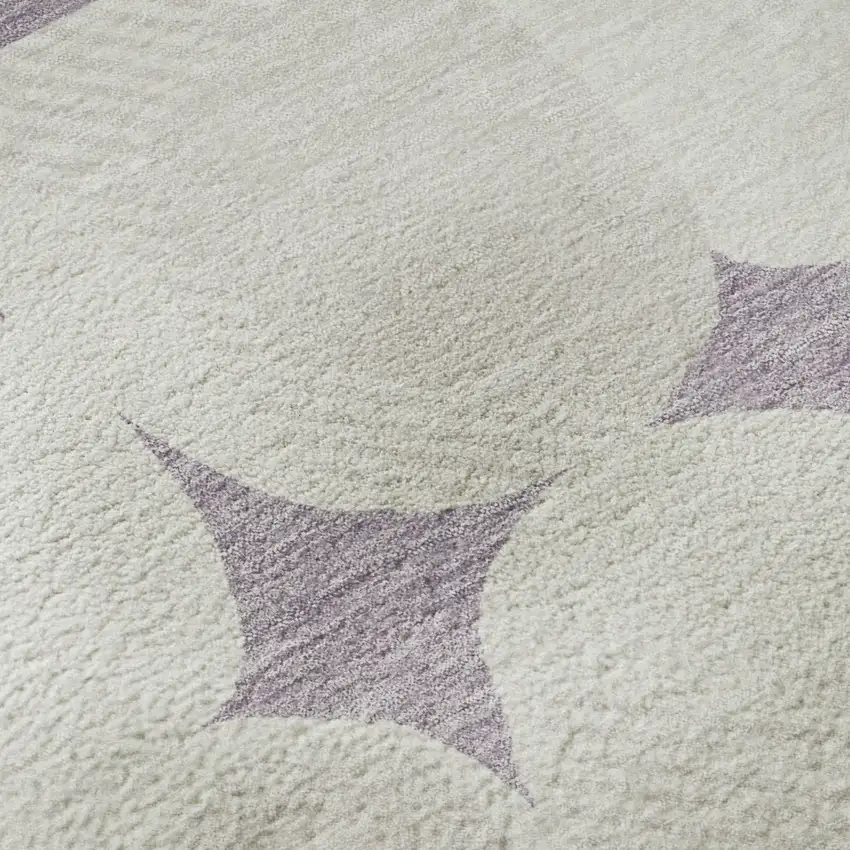 Lavender And Ivory Abstract Geometric Washable Area Rug With UV Protection Photo 9