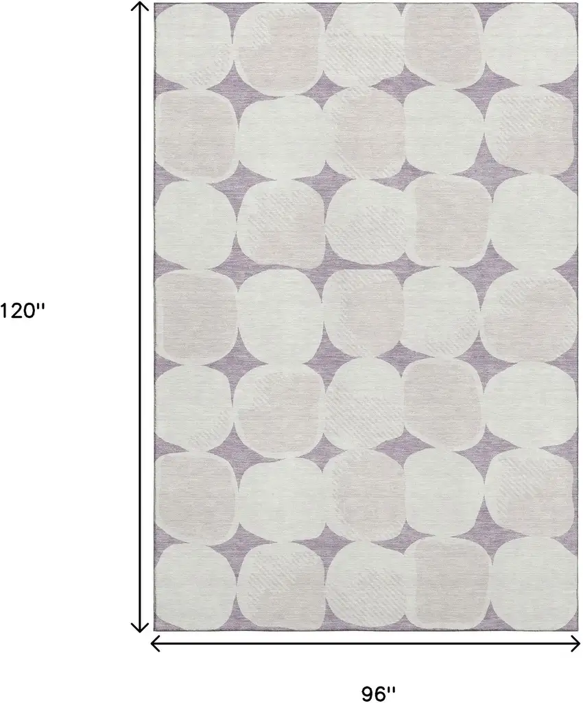Lavender And Ivory Abstract Geometric Washable Area Rug With UV Protection Photo 7