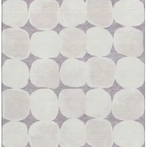 Photo of Lavender And Ivory Abstract Geometric Washable Area Rug With UV Protection