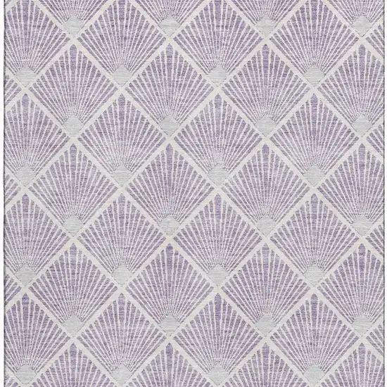 Lavender And Ivory Abstract Geometric Washable Area Rug With UV Protection Photo 3